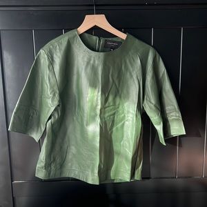Women’s Equipment Leather Green Back-zip Top